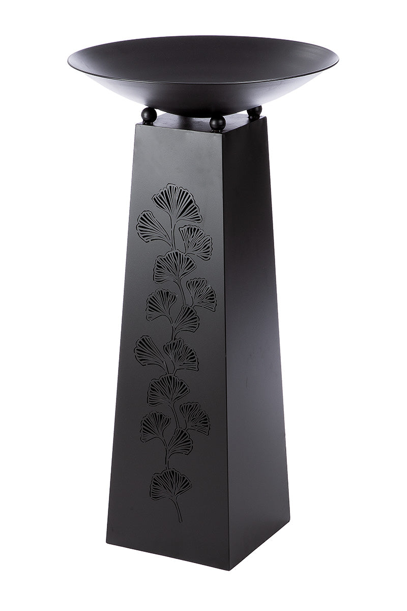 Ginkgo Elegance Schalenständer Schwarz Metall 95cm Dekosäule
