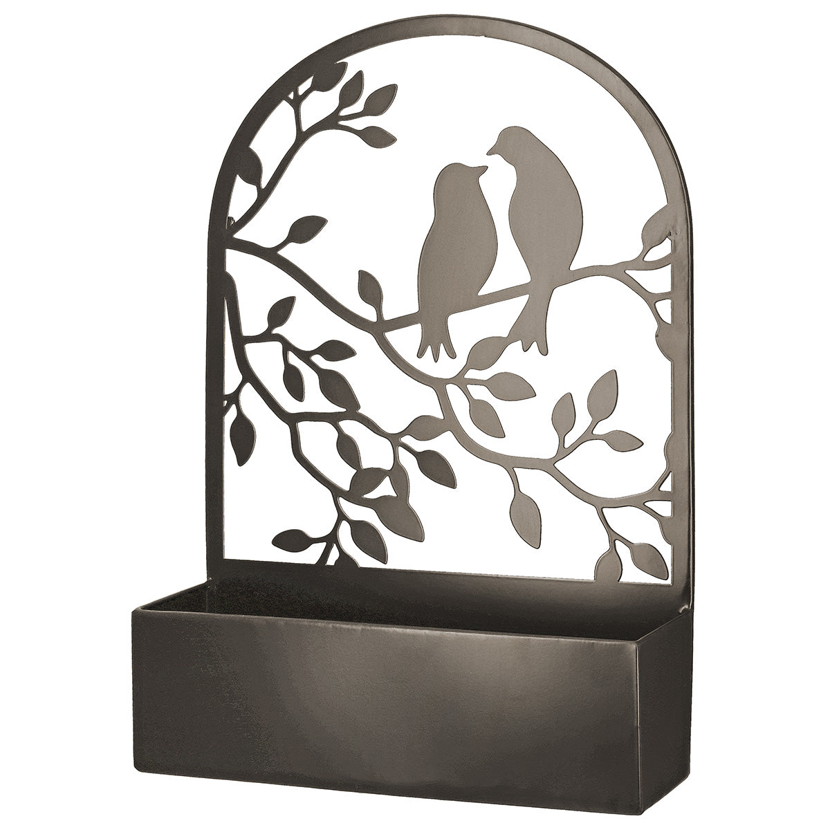 Vogelpaar Pflanzgefäß Set Metall Dunkelbraun