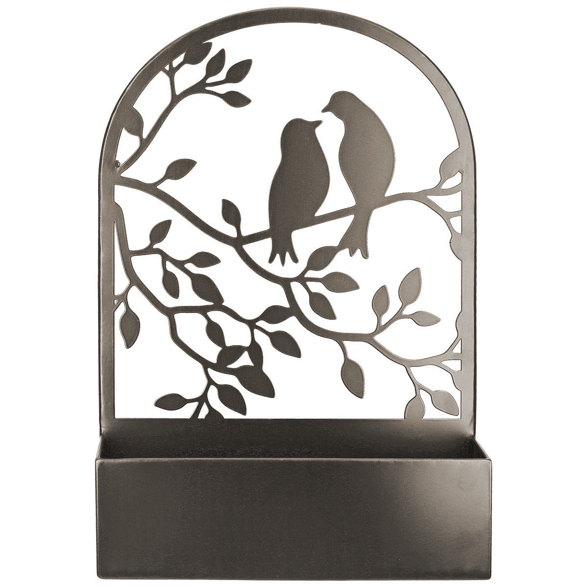 Vogelpaar Pflanzgefäß Set Metall Dunkelbraun