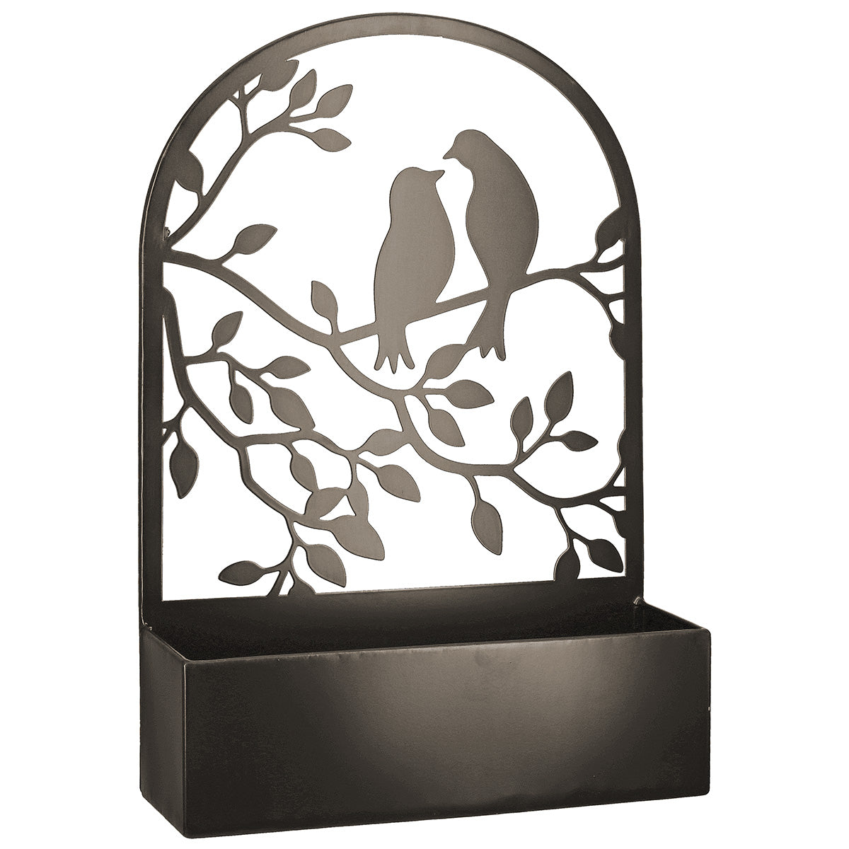 Vogelpaar Pflanzgefäß Set Metall Dunkelbraun