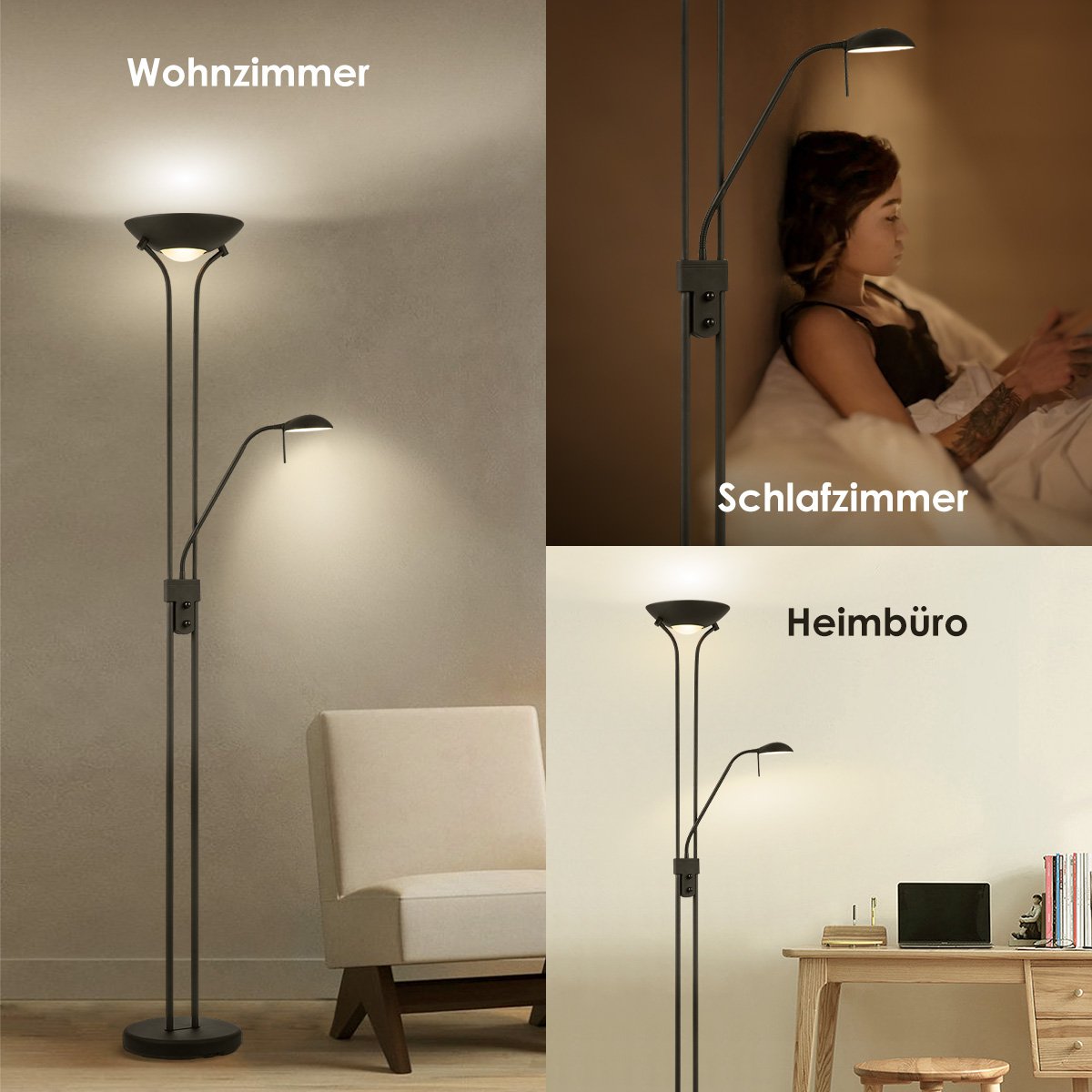 LED Uplight Stehleuchte – Modernes Schwarz