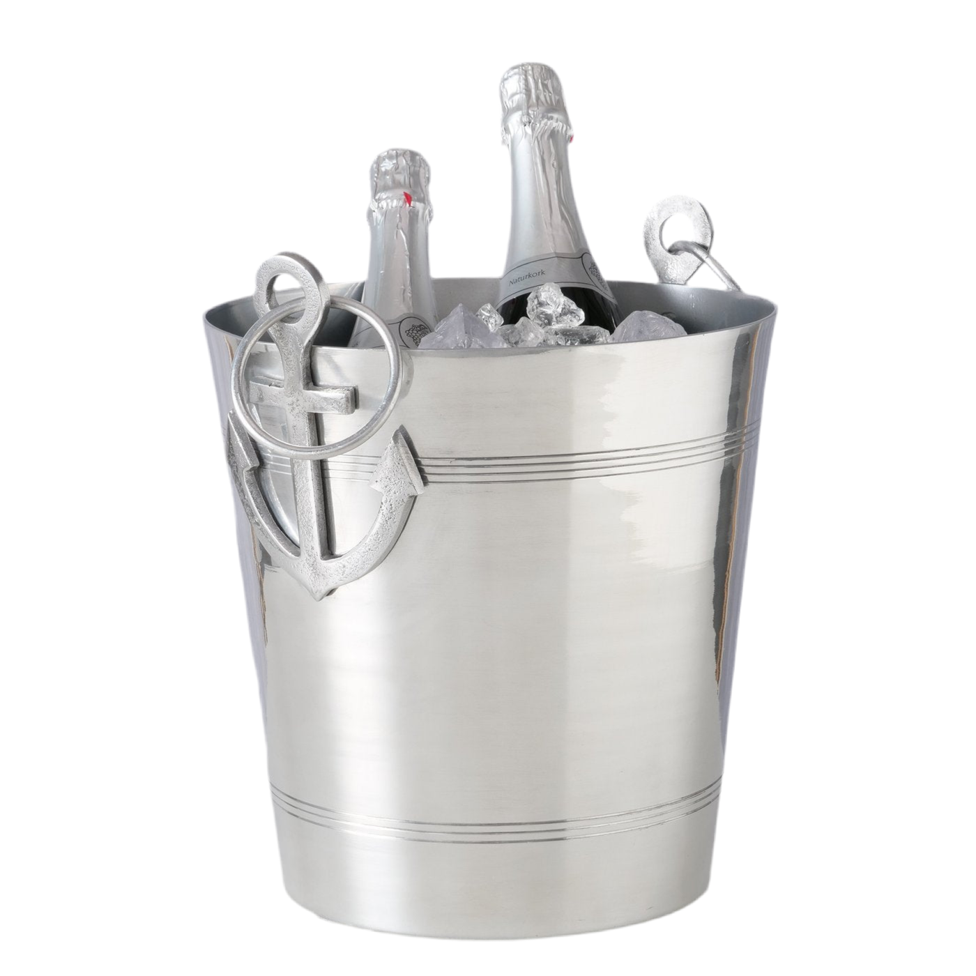 Maritimer Sekt Wein Champagnerkühler Nautilo Aluminium Silber