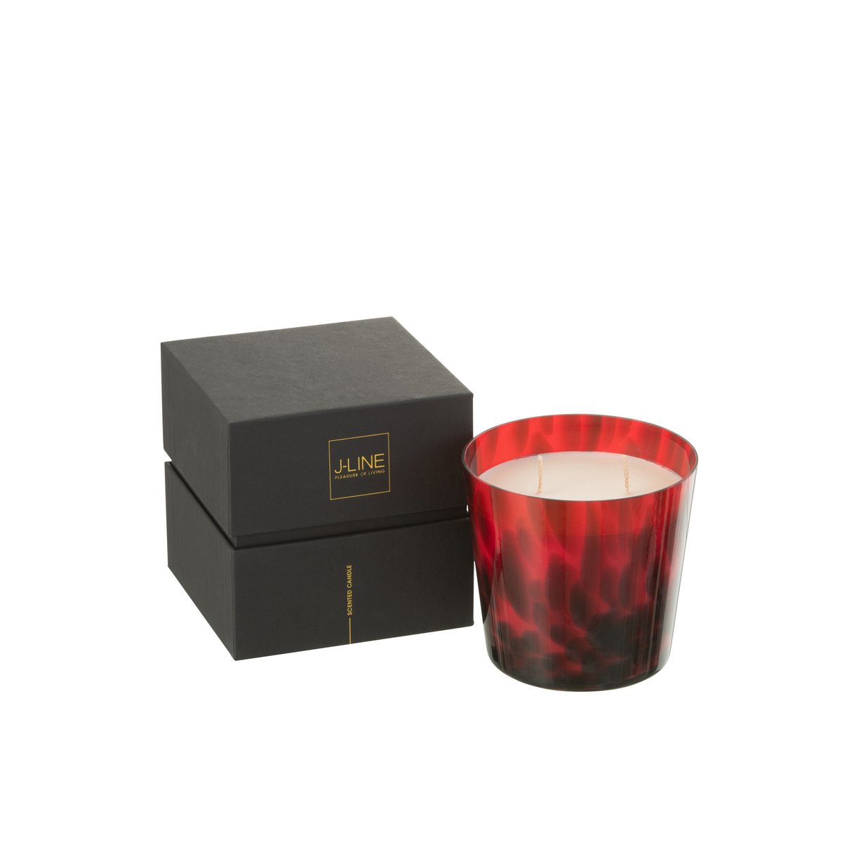 J-Line Duftkerze Noa – Sandelholz – Glas – Rot – klein – 50U