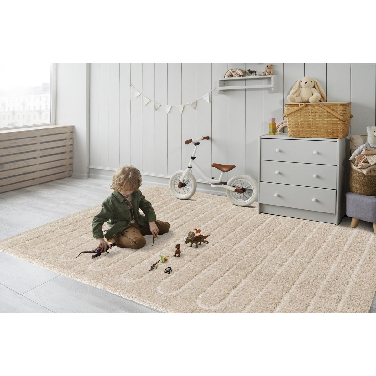 Recycelter Polyester -Reliefteppich mit raffiniertem Eolya -Design