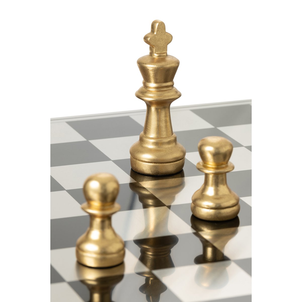 Schachset Polyresin Gold Schwarz Deko Luxus Schachbrett 61cm