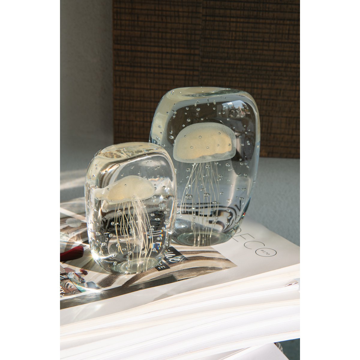 Briefbeschwerer Calypso Glas Viereck Beige Transparent 15cm