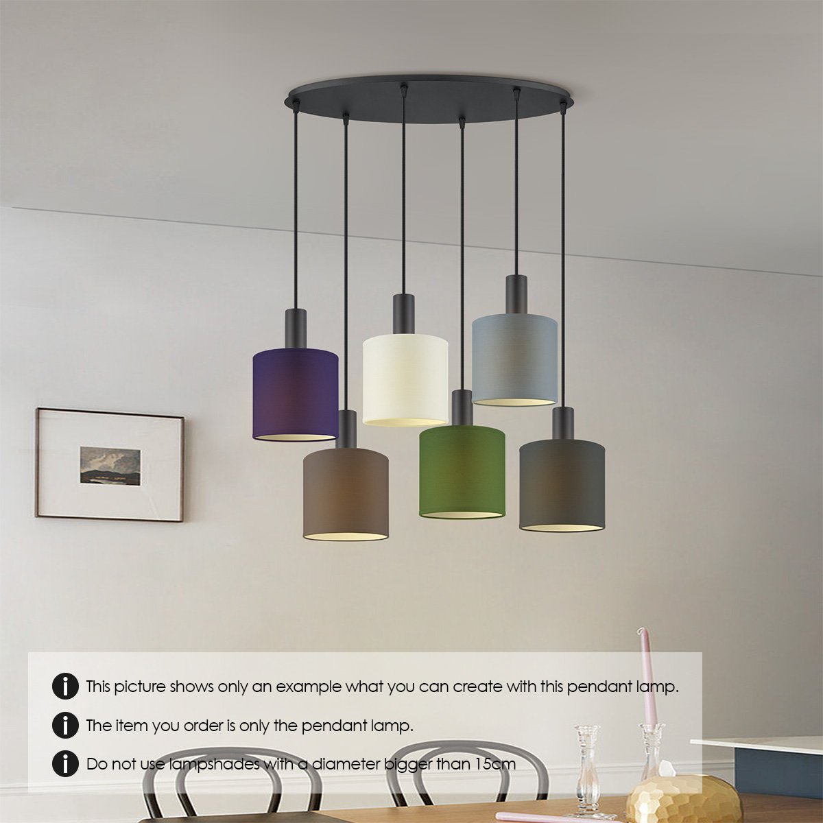 Ovale Hängelampe aus schwarzem Metall, 6 l – 60/22/137,5 cm