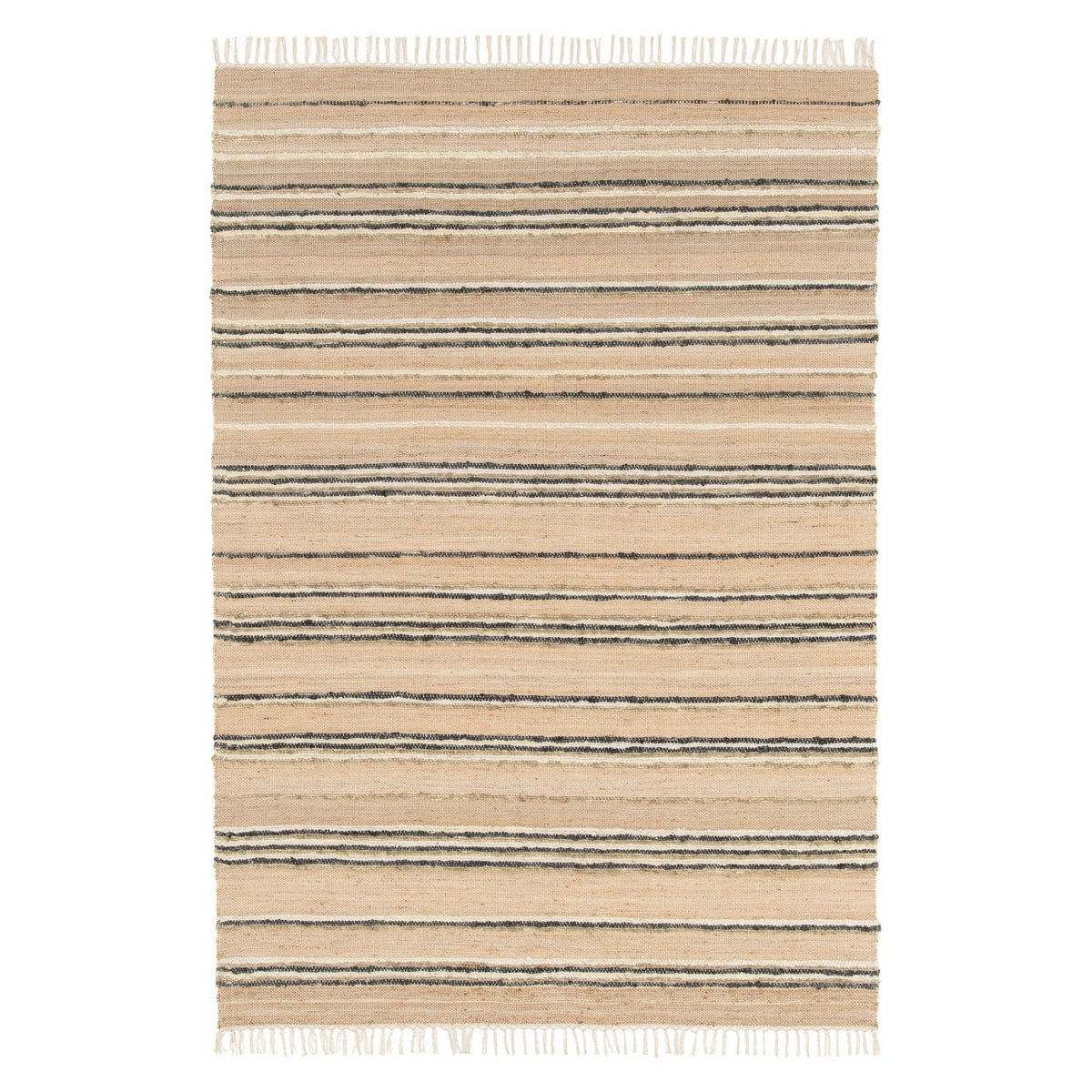 Handgefertigter Woll -Wollteppich und Jute Raj