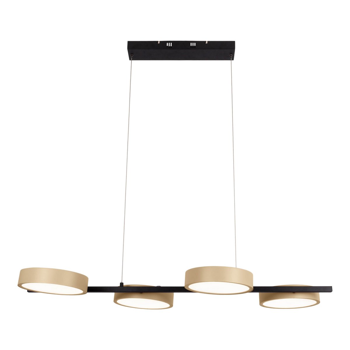 LED Pendelleuchte "TESSA" almond, 150 cm hoch, 110 cm lang, aus Metall in frosted Almond (Pantone 481 C) und Schwarz und weißem Kunststoff