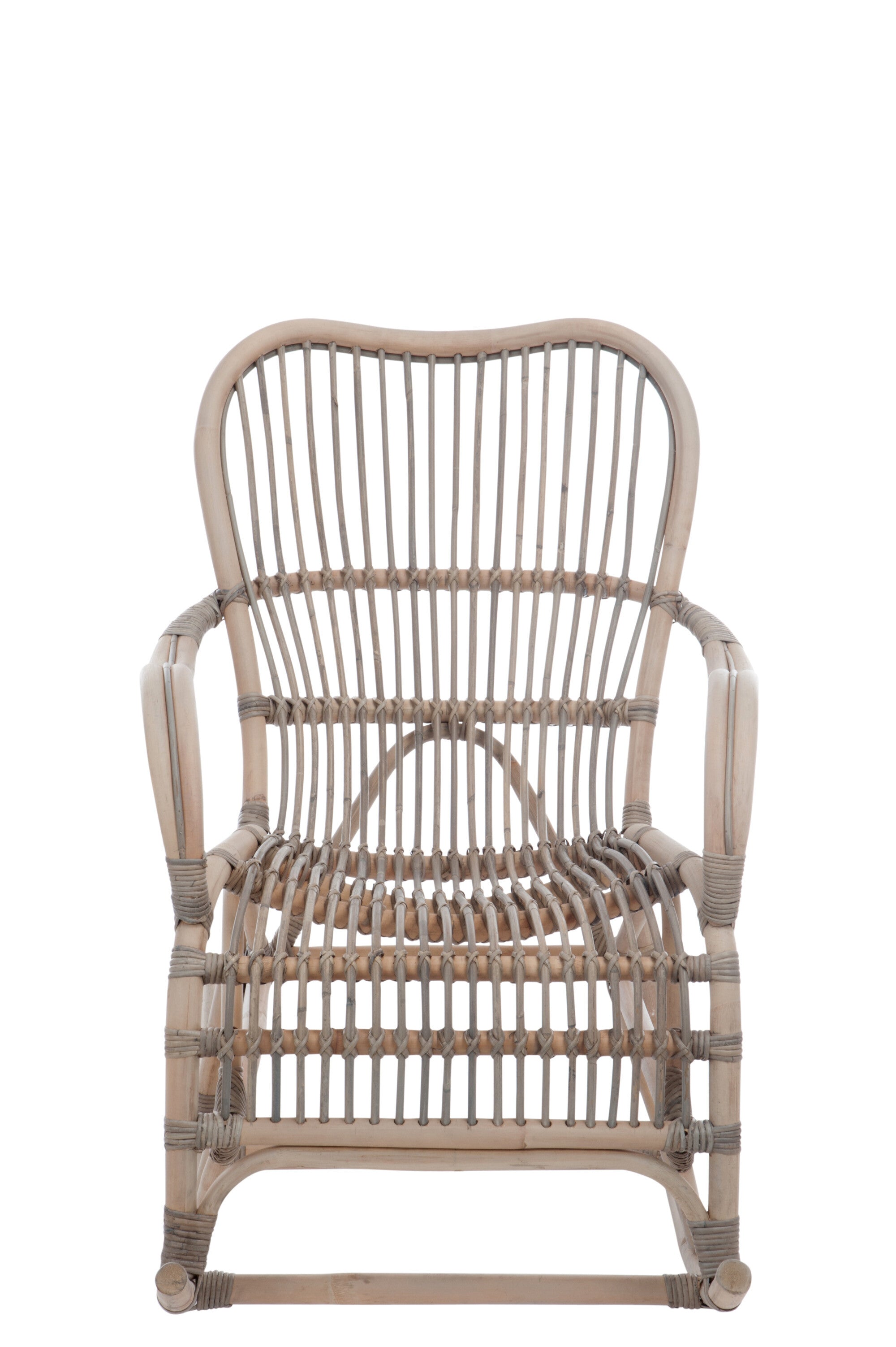 Entspannen im luxuriösen Schaukelstuhl aus Rattan in elegantem Grau