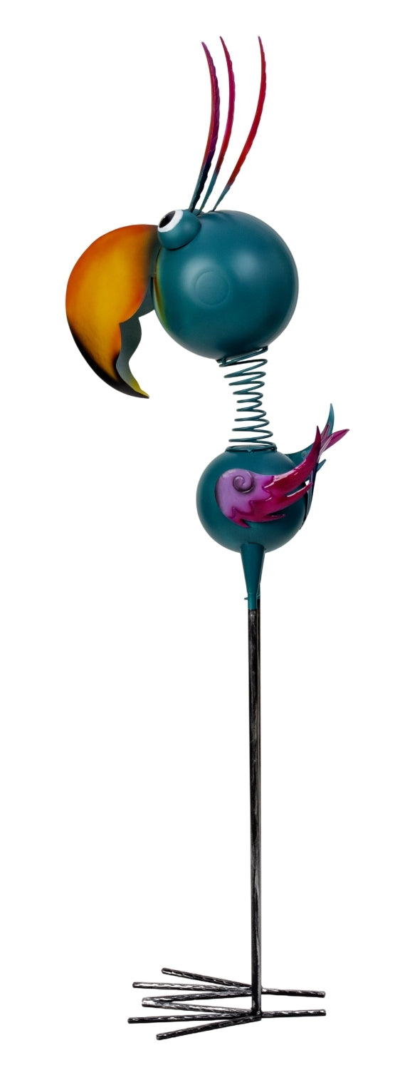 Colorful metal bird sculptures, set of 2, 64cm