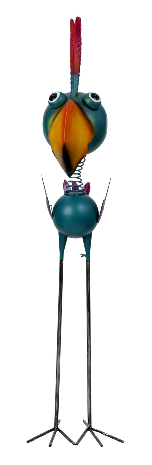 Colorful metal bird sculptures, set of 2, 64cm