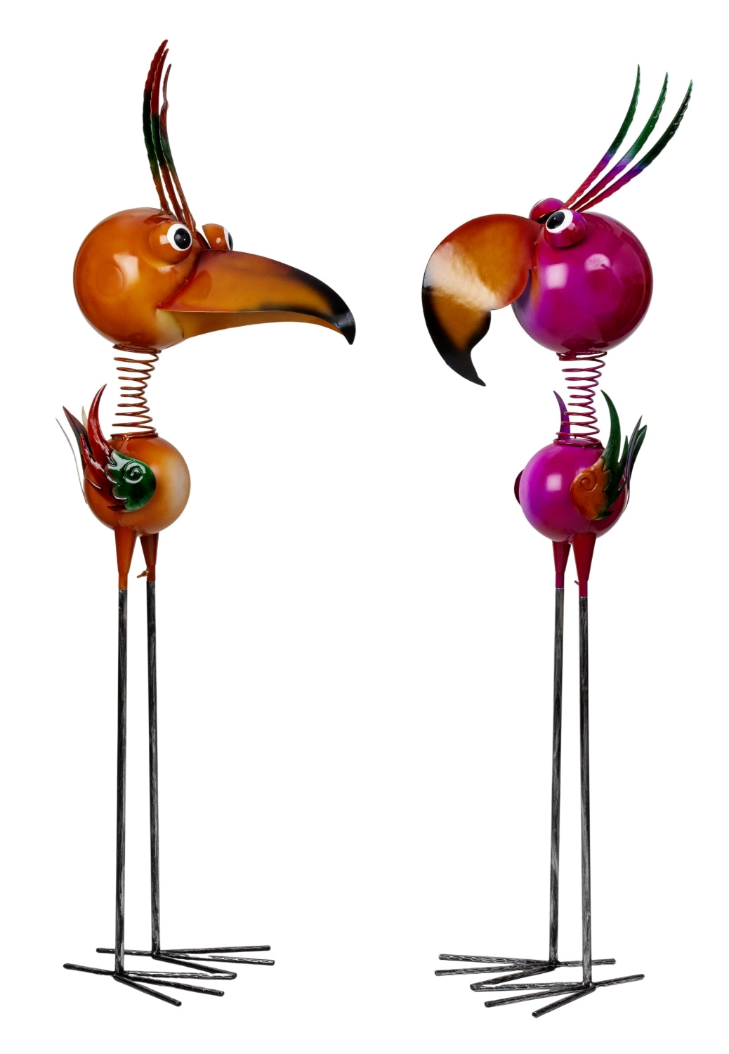 Tropical Spring Birds Metall Gartendeko Vögel XL 2er Set 129 cm