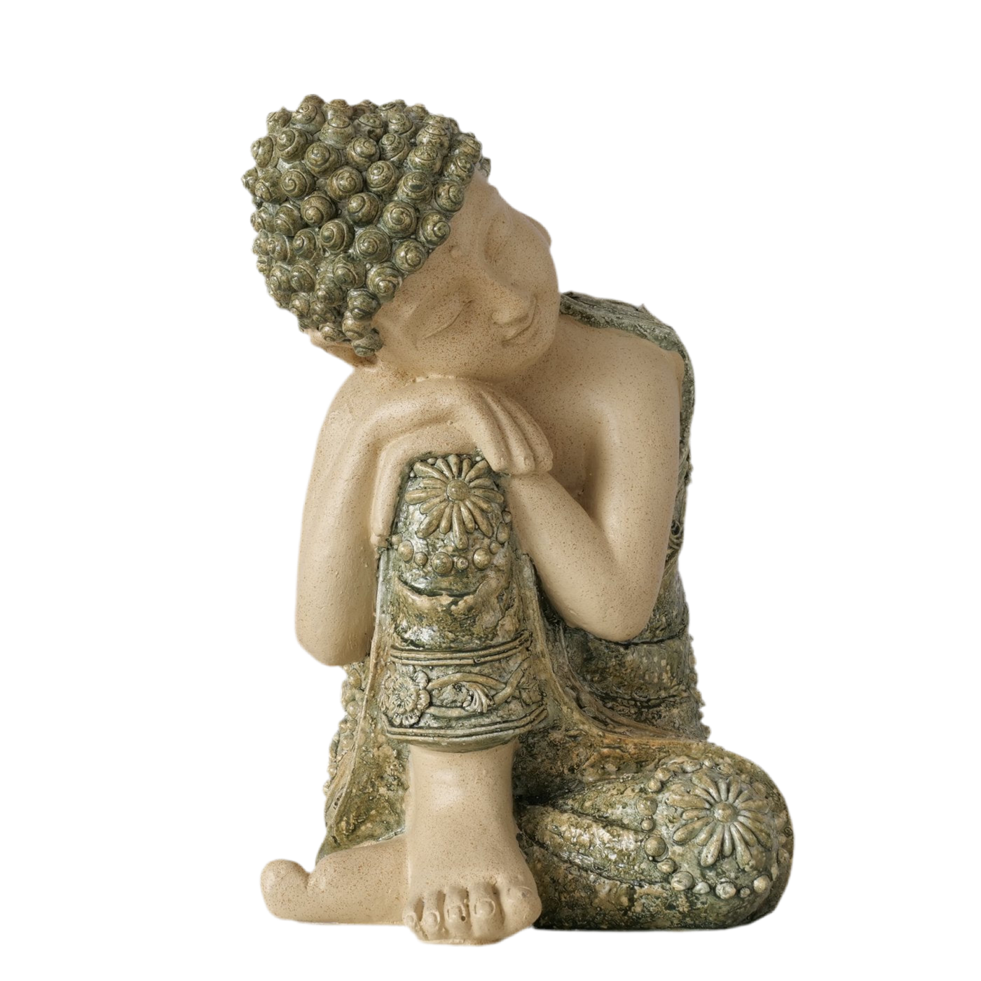 Buddha Figur Bodhi Shanti – Meditative Deko Skulptur Beige Grün