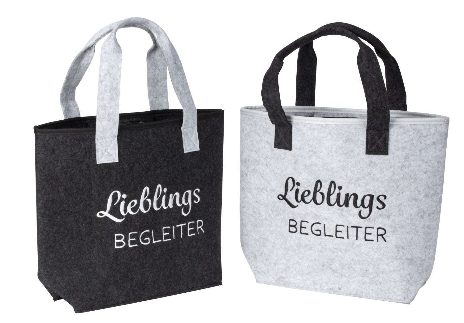 Filz Taschen 2er Set mit Innentasche – Lieblings-Begleiter in Schwarz & Grau