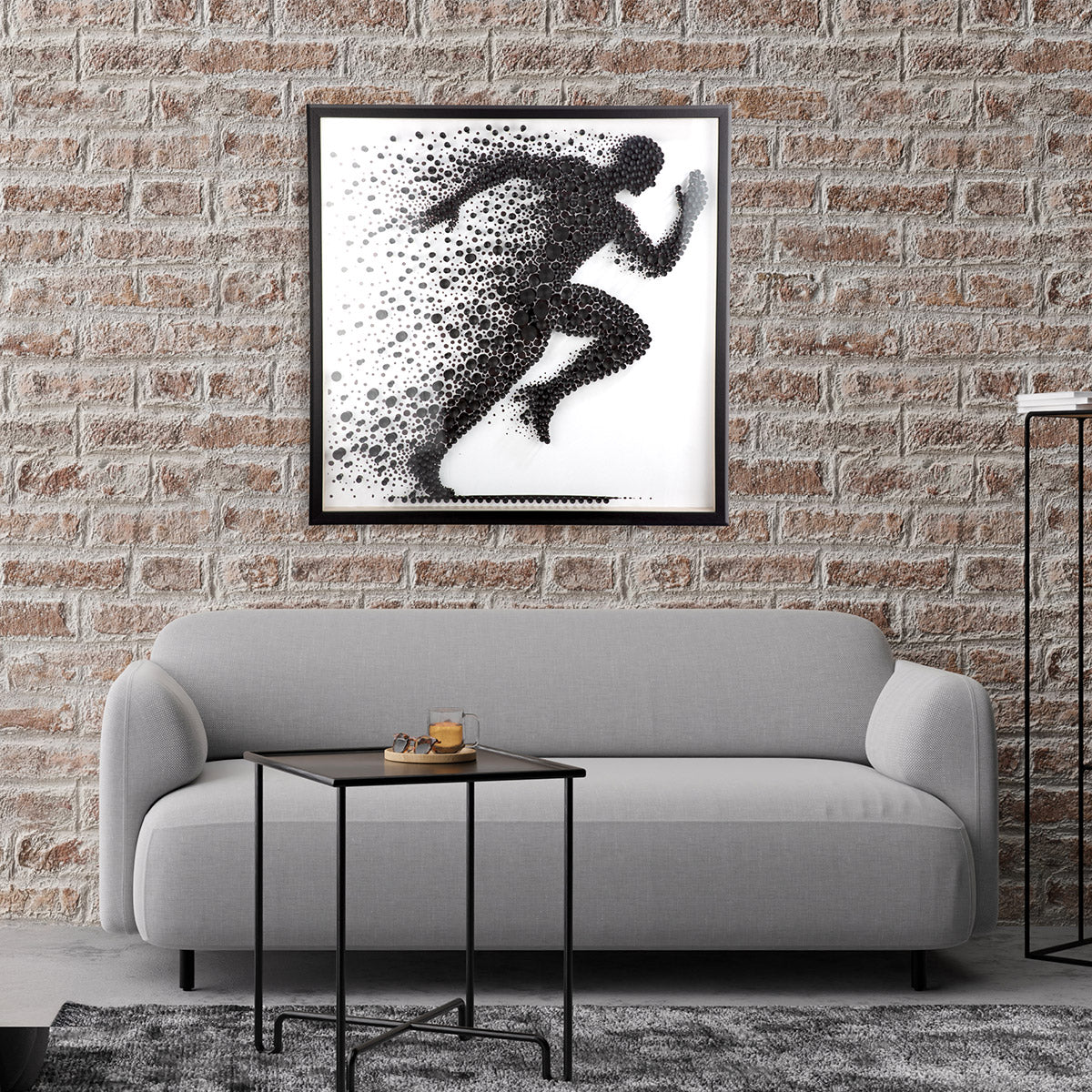 Leinwandbild Sprint Läufer 3D Optik modern quadratisch 80x80 cm