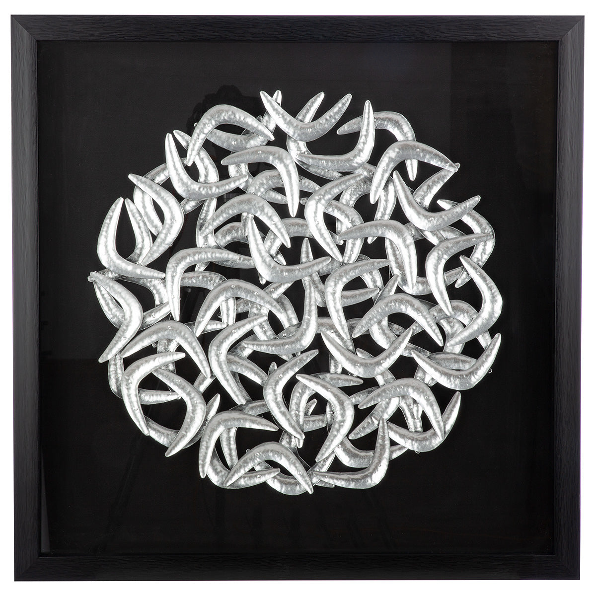 Wandbild Salerno abstrakt schwarz silber 3D Optik quadratisch 60x60cm