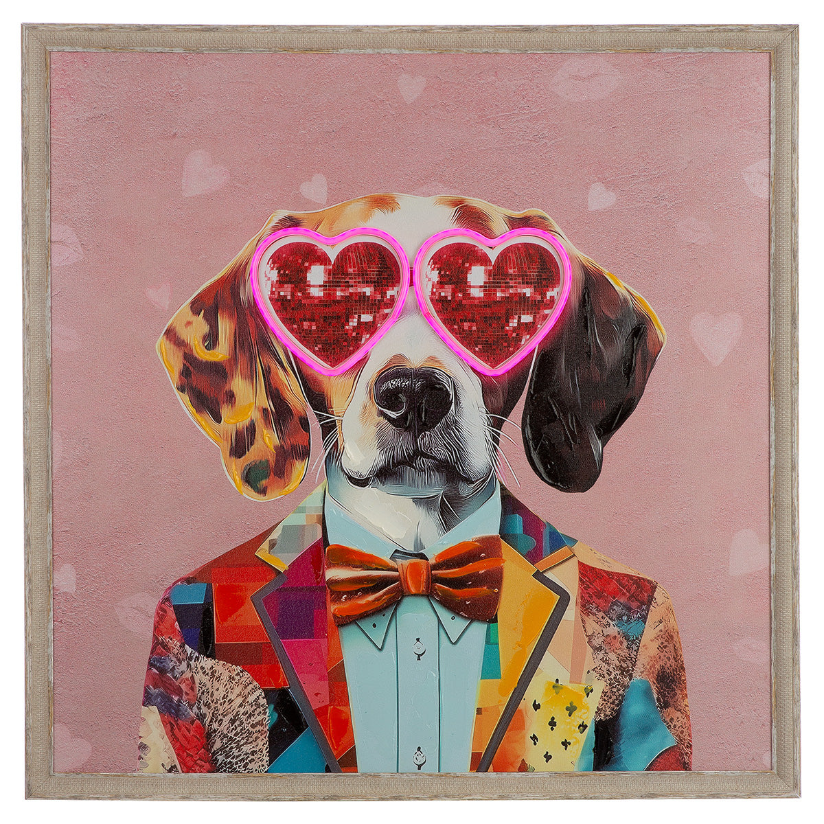 Bild LED Dog Love Leinwand mehrfarbig