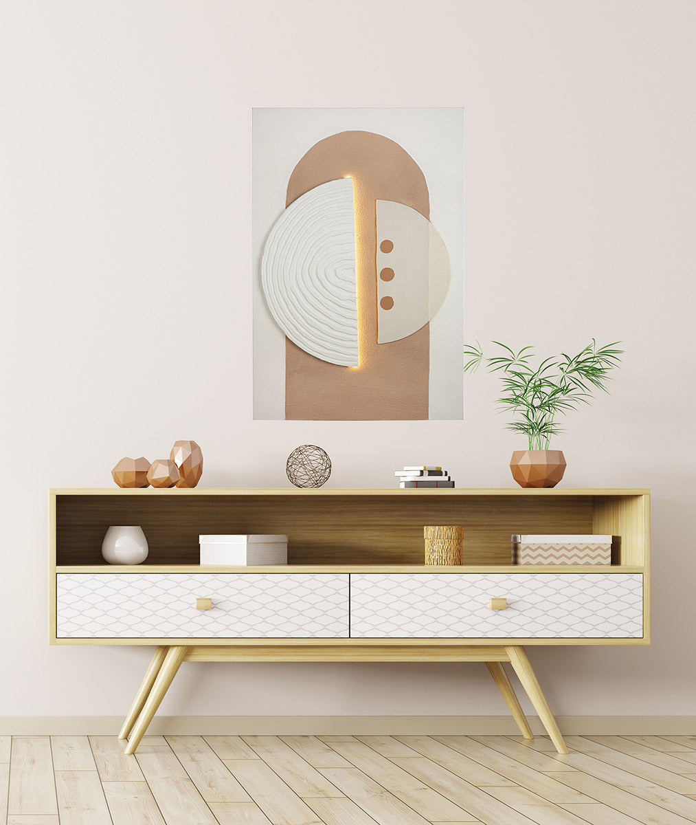 Bild LED Carve Leinwand creme weiß