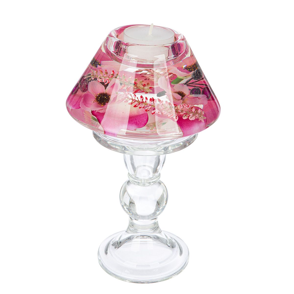Teelichtleuchter Dreamlight Lampe Memphis Fresh and Flower Glas Pink 20 cm