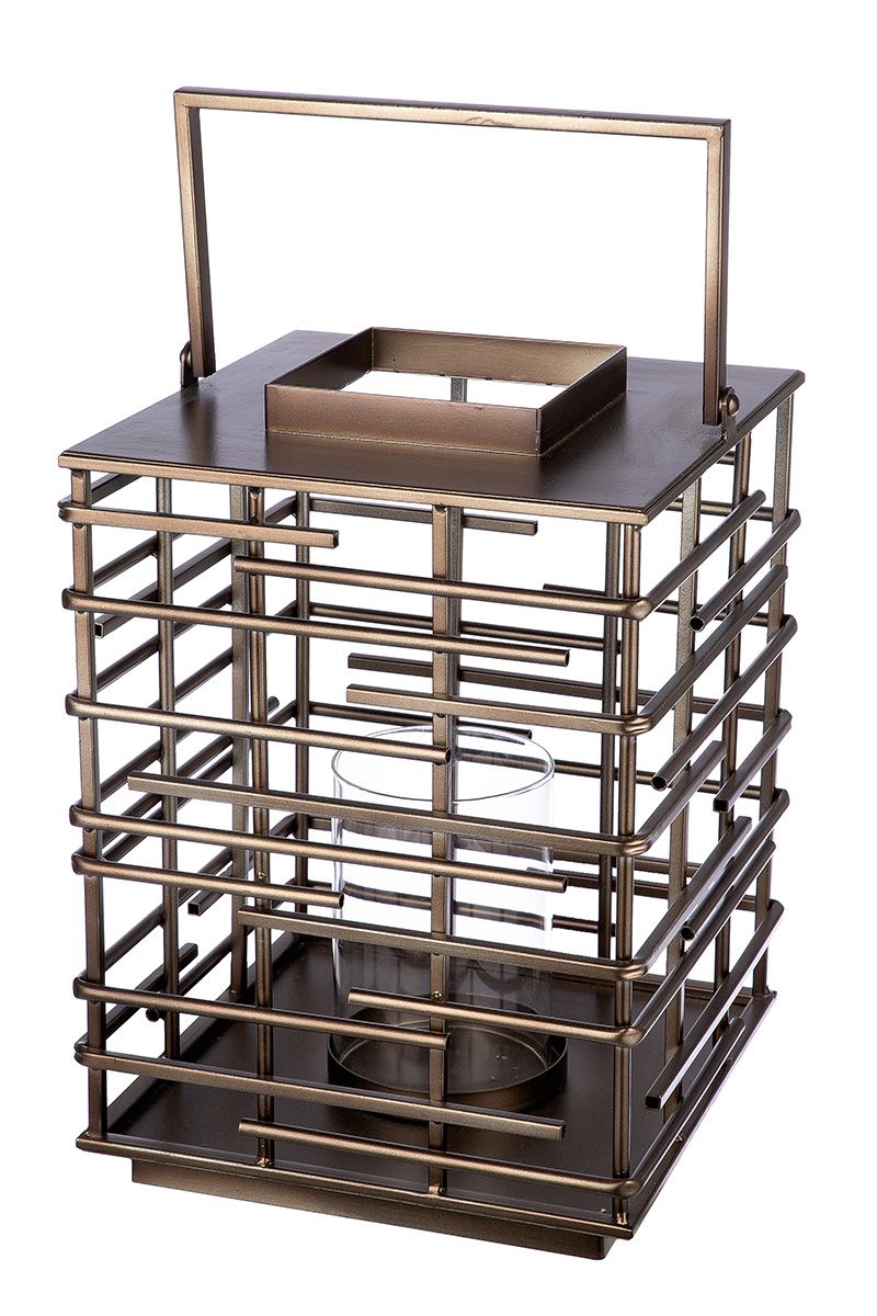 Windlicht Loft Silber Metall mit Glaseinsatz 46,5 cm oder 56,5 cm