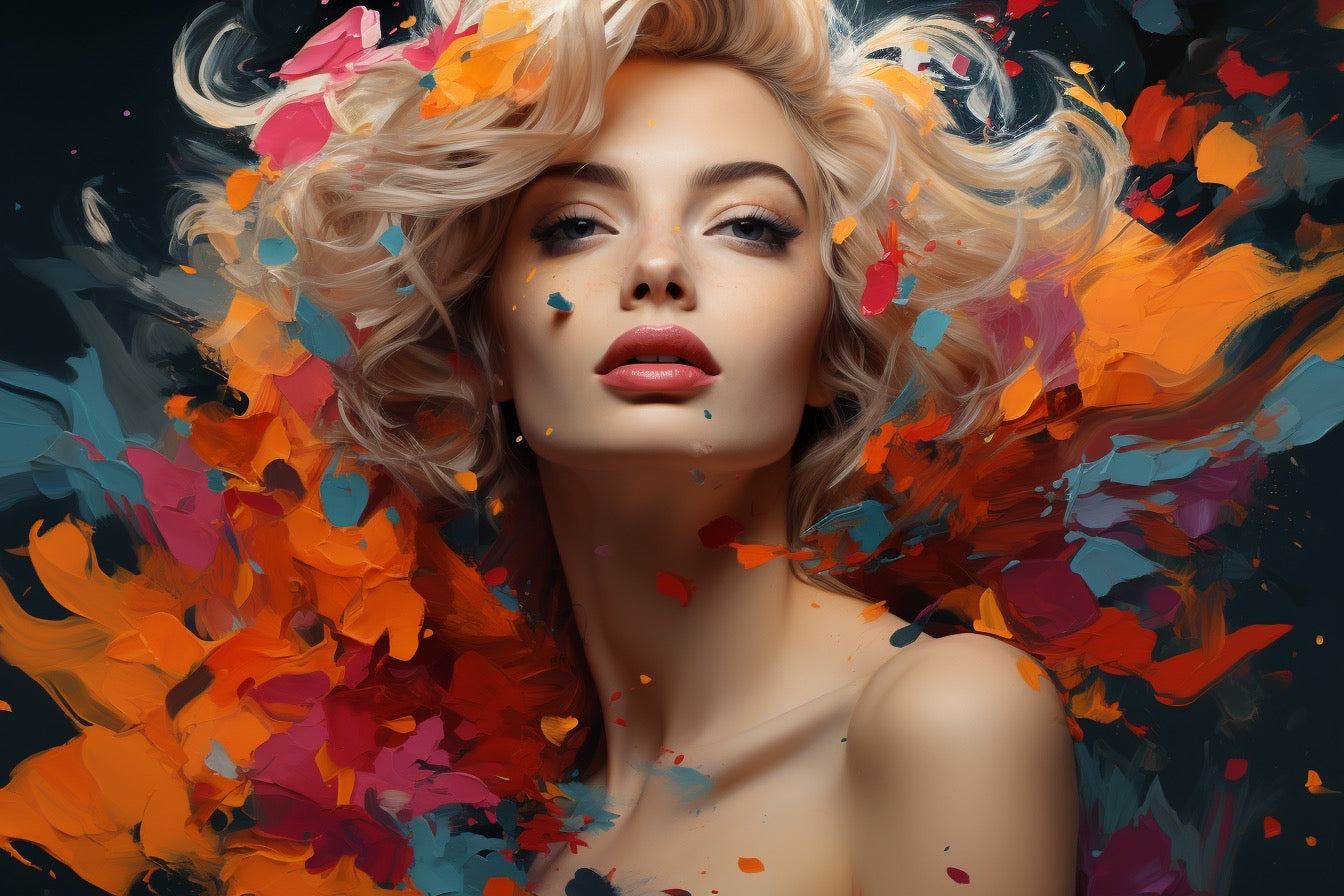 Einzigartiges Marilyn Monroe Fotoposter - Ein Hauch von Farben und Glamour 120x80cm