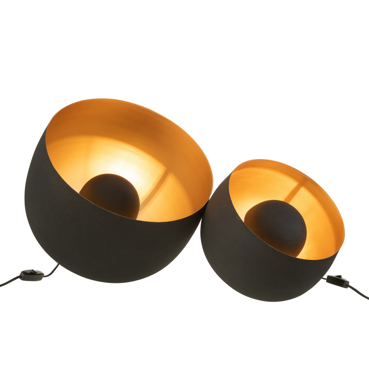 Tischlampe rund - Metall - Schwarz/Gold - groß