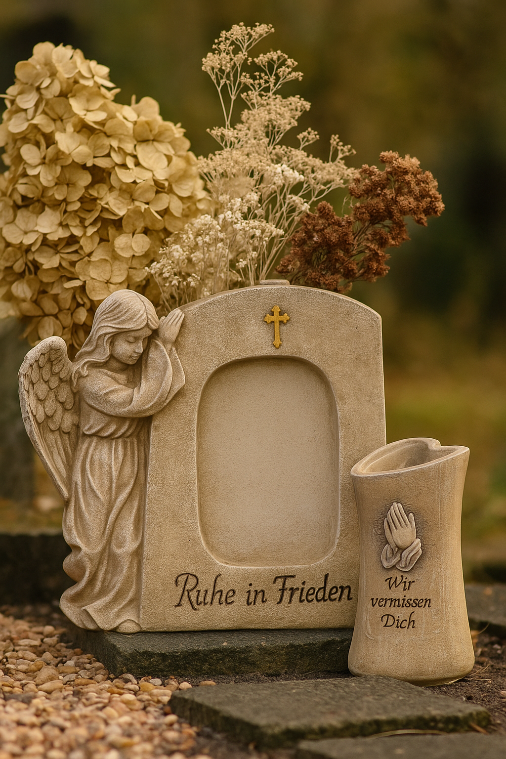 Gedenkrahmen Elenya Engel Ruhe in Frieden grau 21cm für Foto