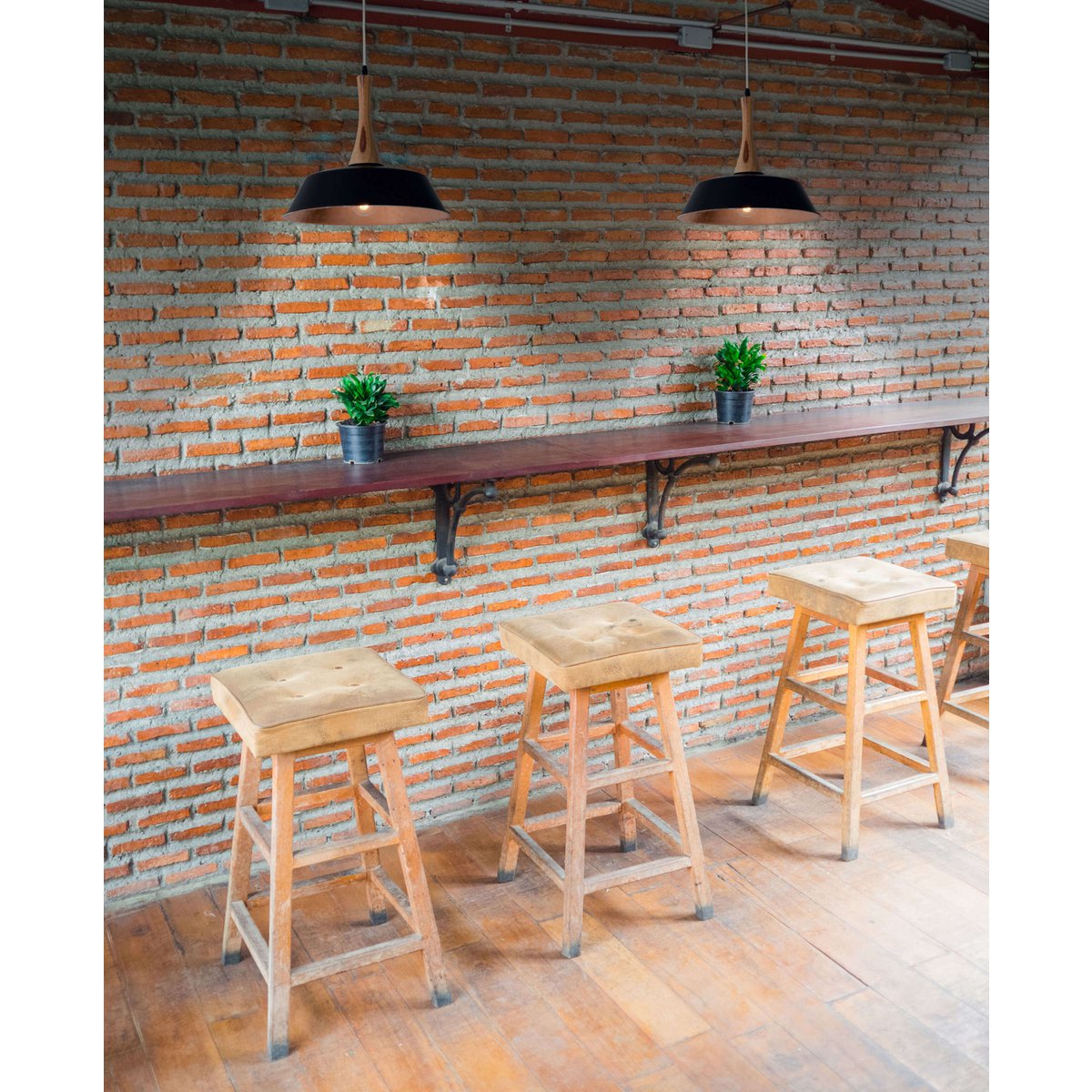 Pendelleuchte "CULUM" Ø 36cm aus Metall in Schwarz und Kupfer, mit Holz, E27