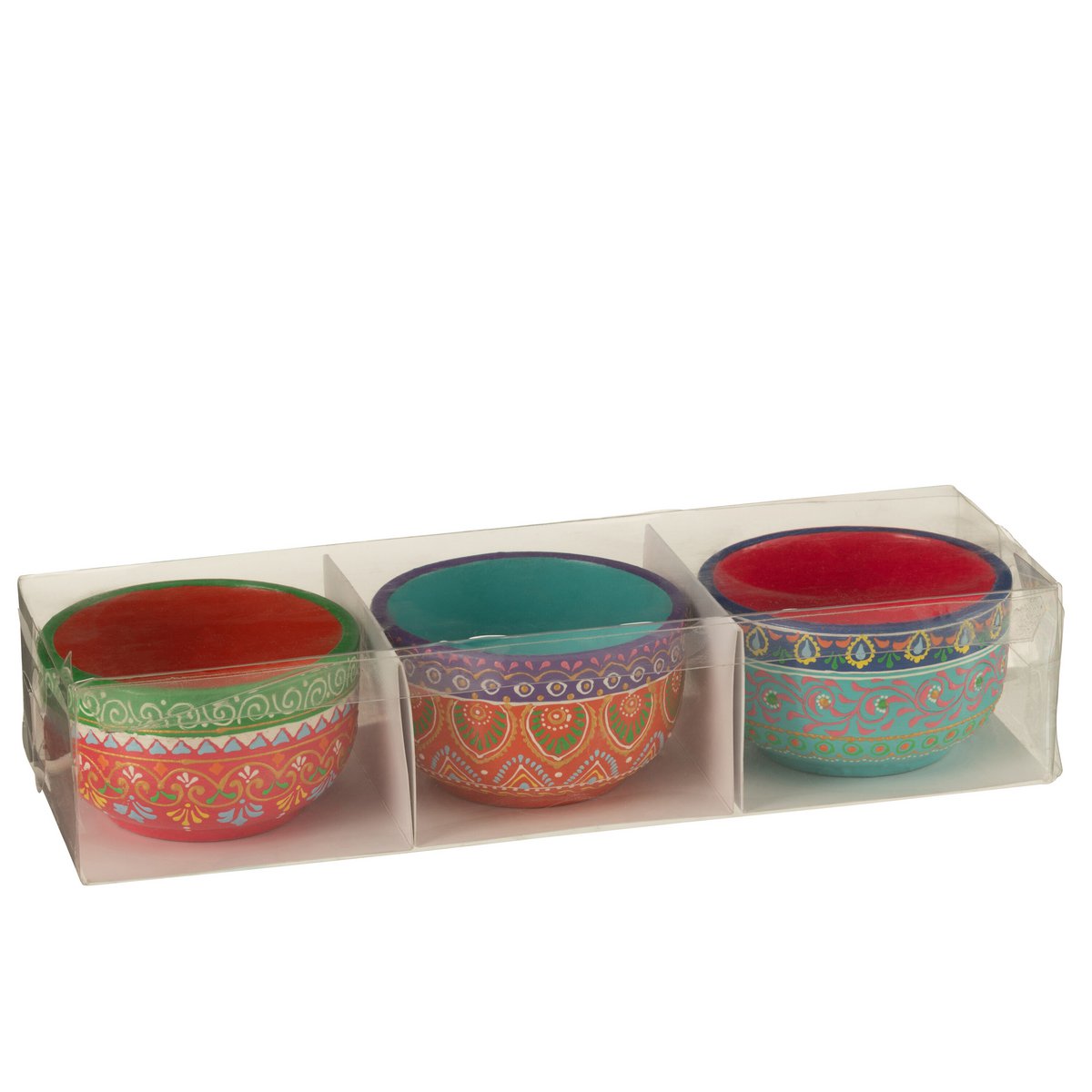 3er Set Schalen Mumbai aus Terracotta – Mehrfarbiges Design