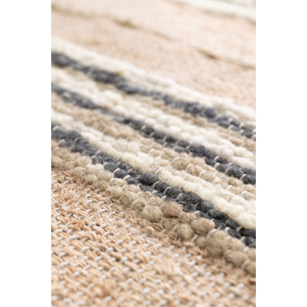 Handgefertigter Woll -Wollteppich und Jute Raj