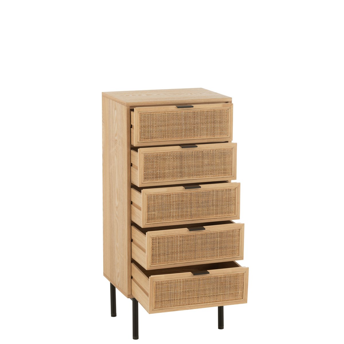 J-Line kast 5 laden MDF/metaal naturel/zwart