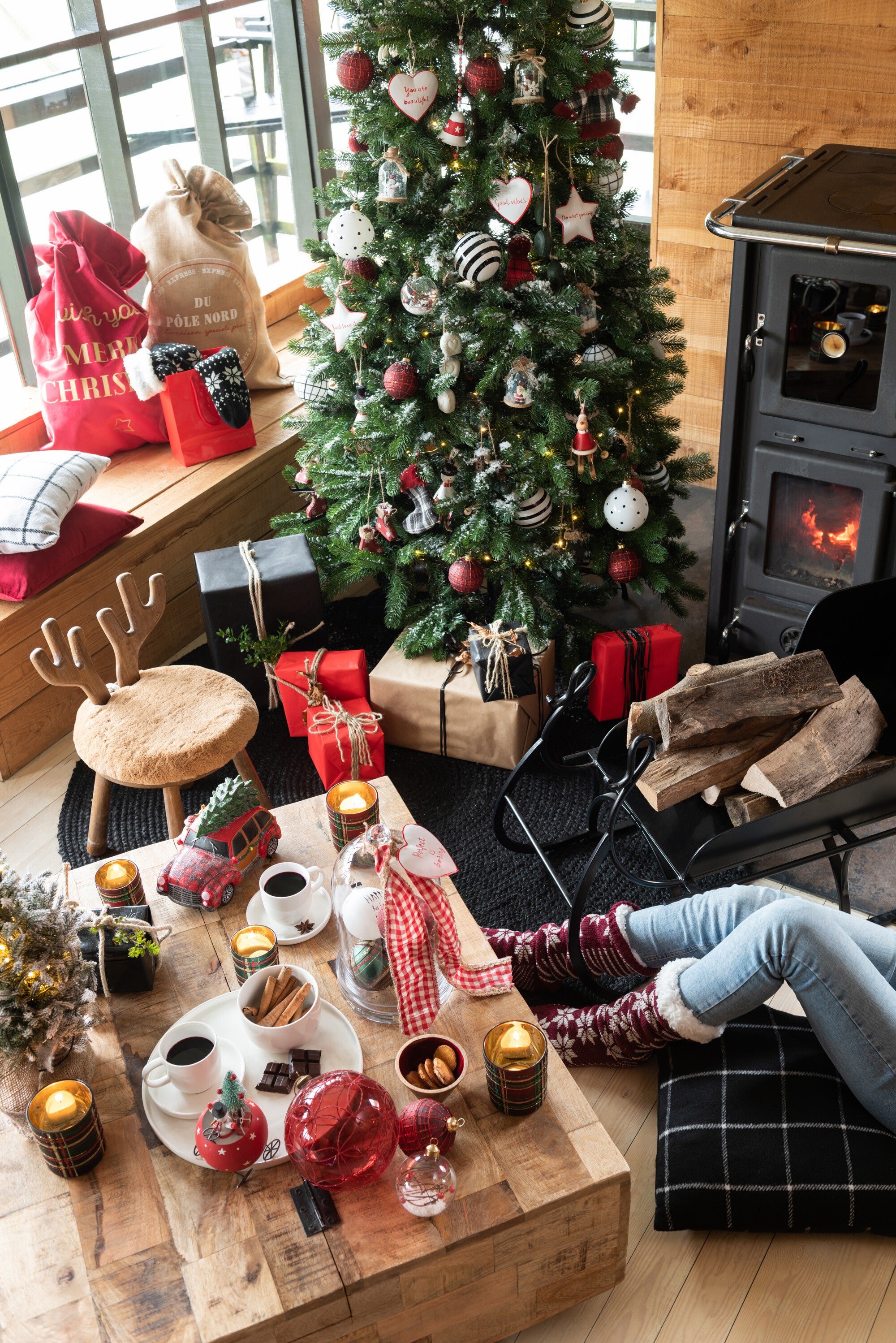 Rentier Kinderstuhl Holz Naturell 56cm Weihnachten