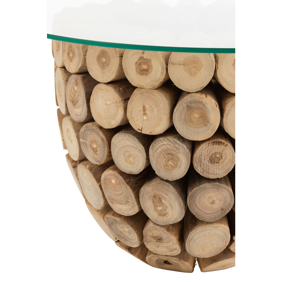 Beistelltisch Teak Circles Teakholz Glas Rund Natur 45cm