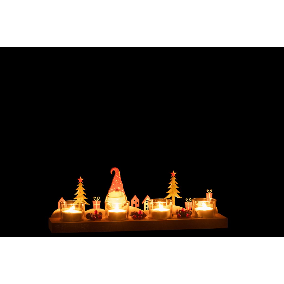 J-Line Teelichthalter Weihnachten – Holz/Metall