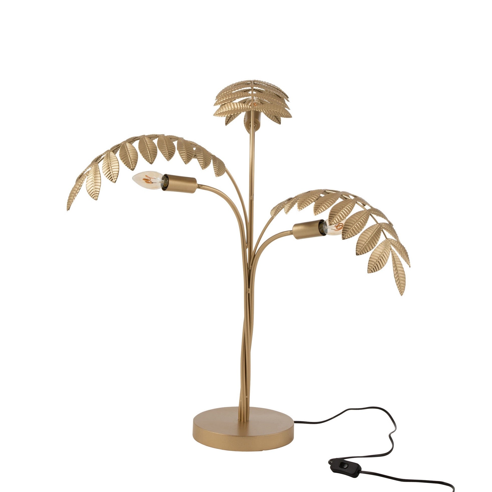 Luxuriöse Goldene Palmen Tischlampe aus hochwertigem Zink
