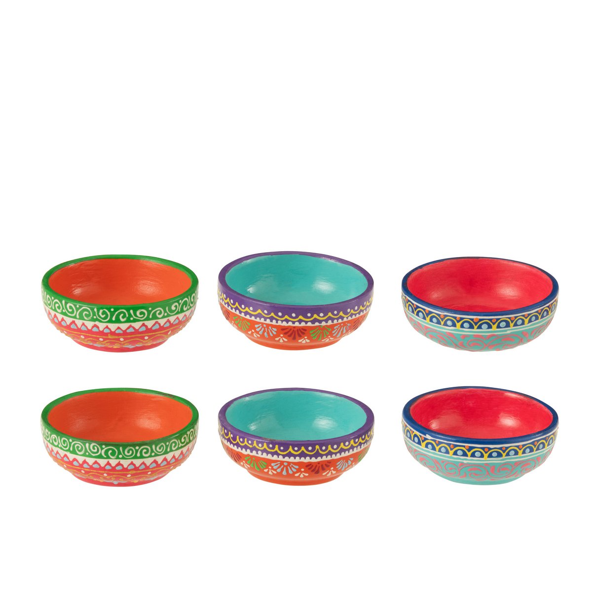 6er Set Schalen Mumbai aus Terracotta – Handbemalte Keramik