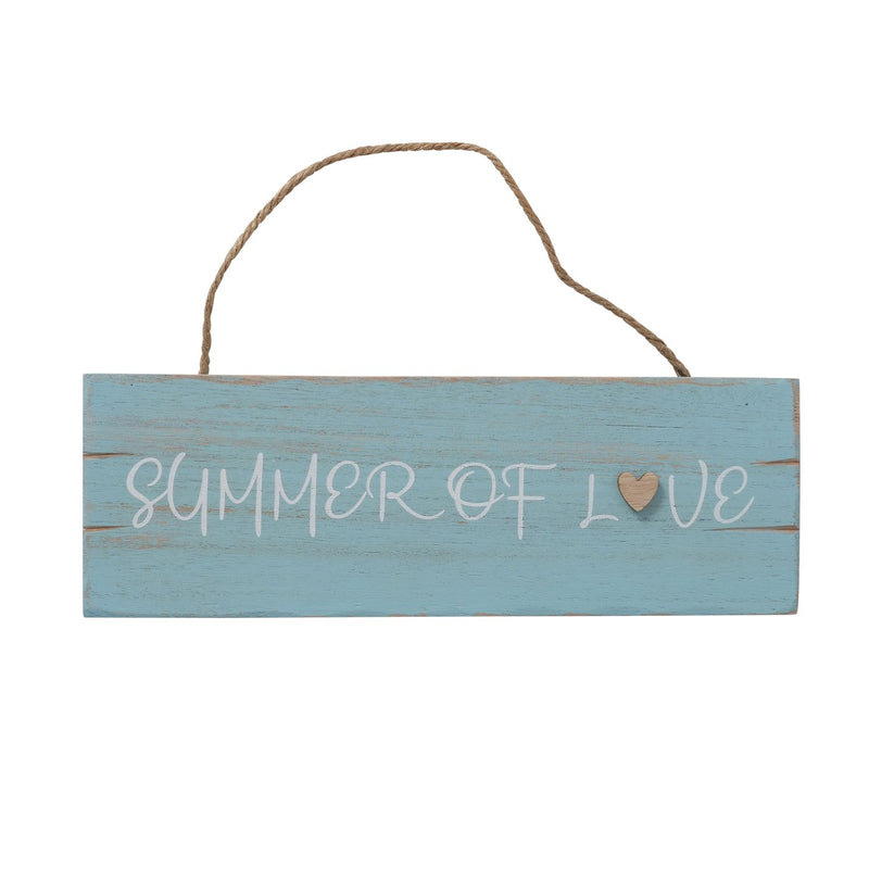 Dekorative Holzschilder "Summer of Love" im 2er Set mit Jute-Aufhängung in Shabby Chic Optik