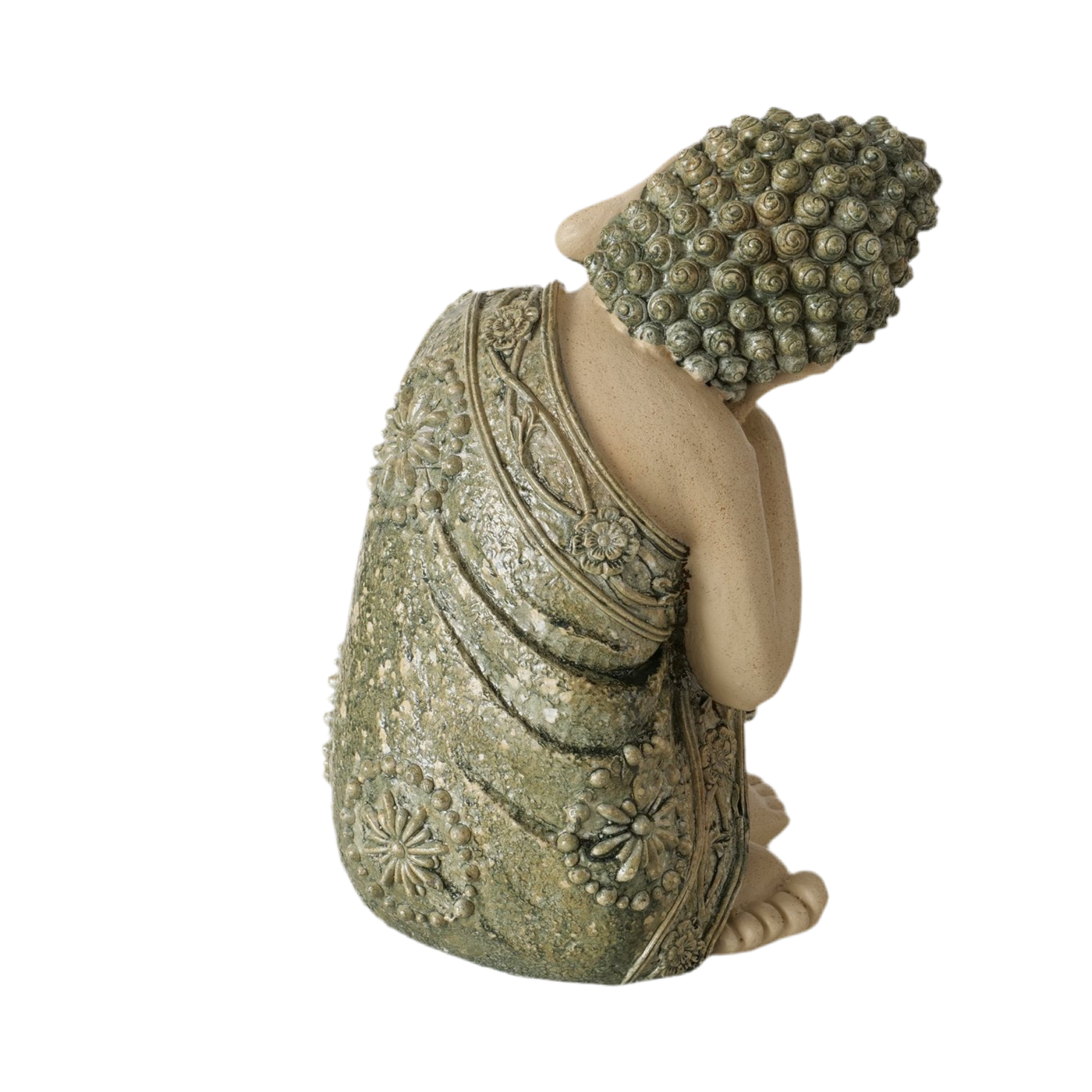 Buddha Figur Bodhi Shanti – Meditative Deko Skulptur Beige Grün