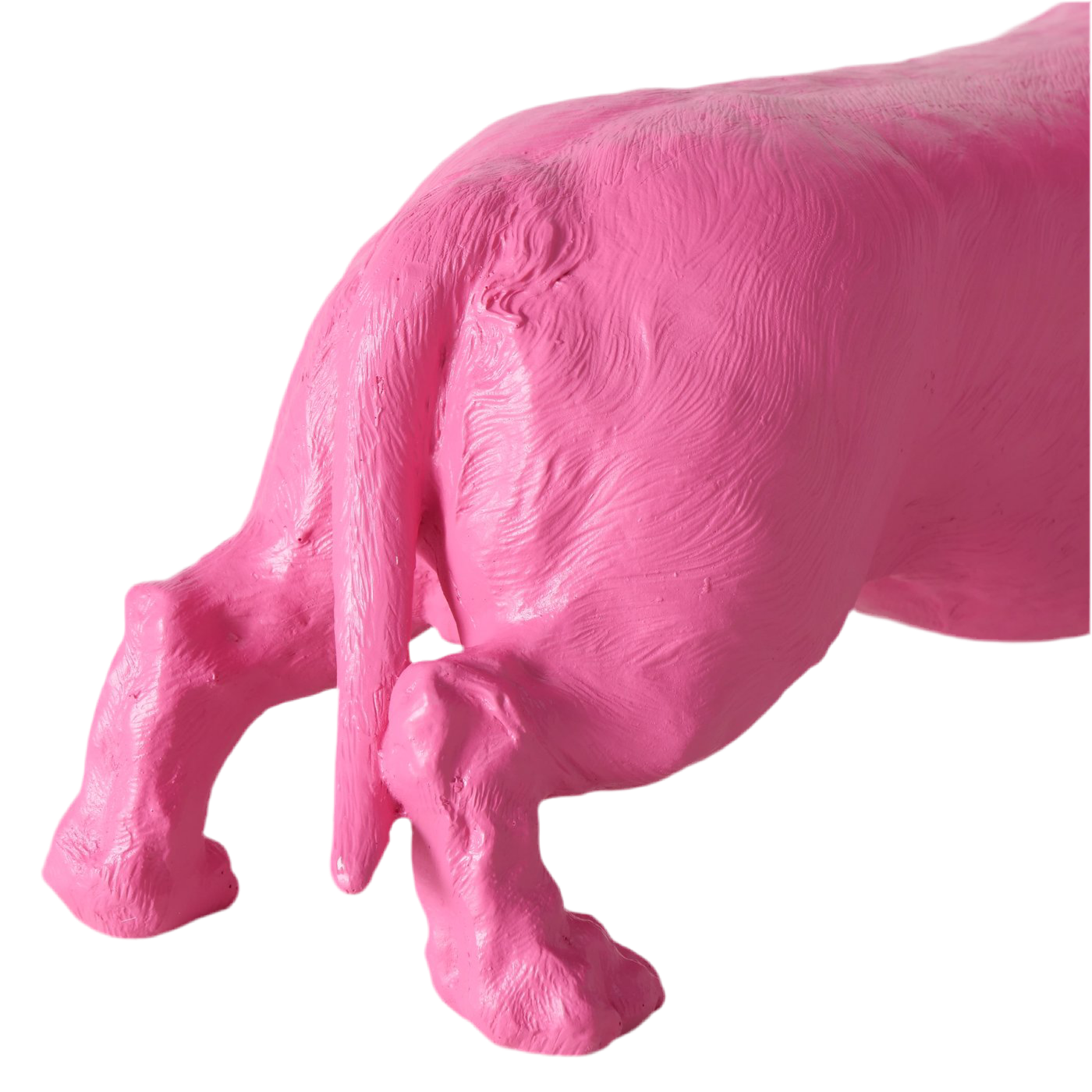 Dekofigur Wuffolino Pinker Dackel Hund Kunstharz Matt 38cm