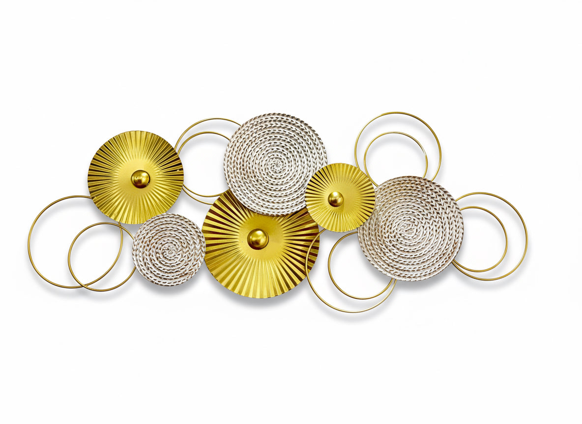 3D Wanddeko Sixo Gold Edition Kreise Metallbild 83x38 cm gold creme weiß B-WARE