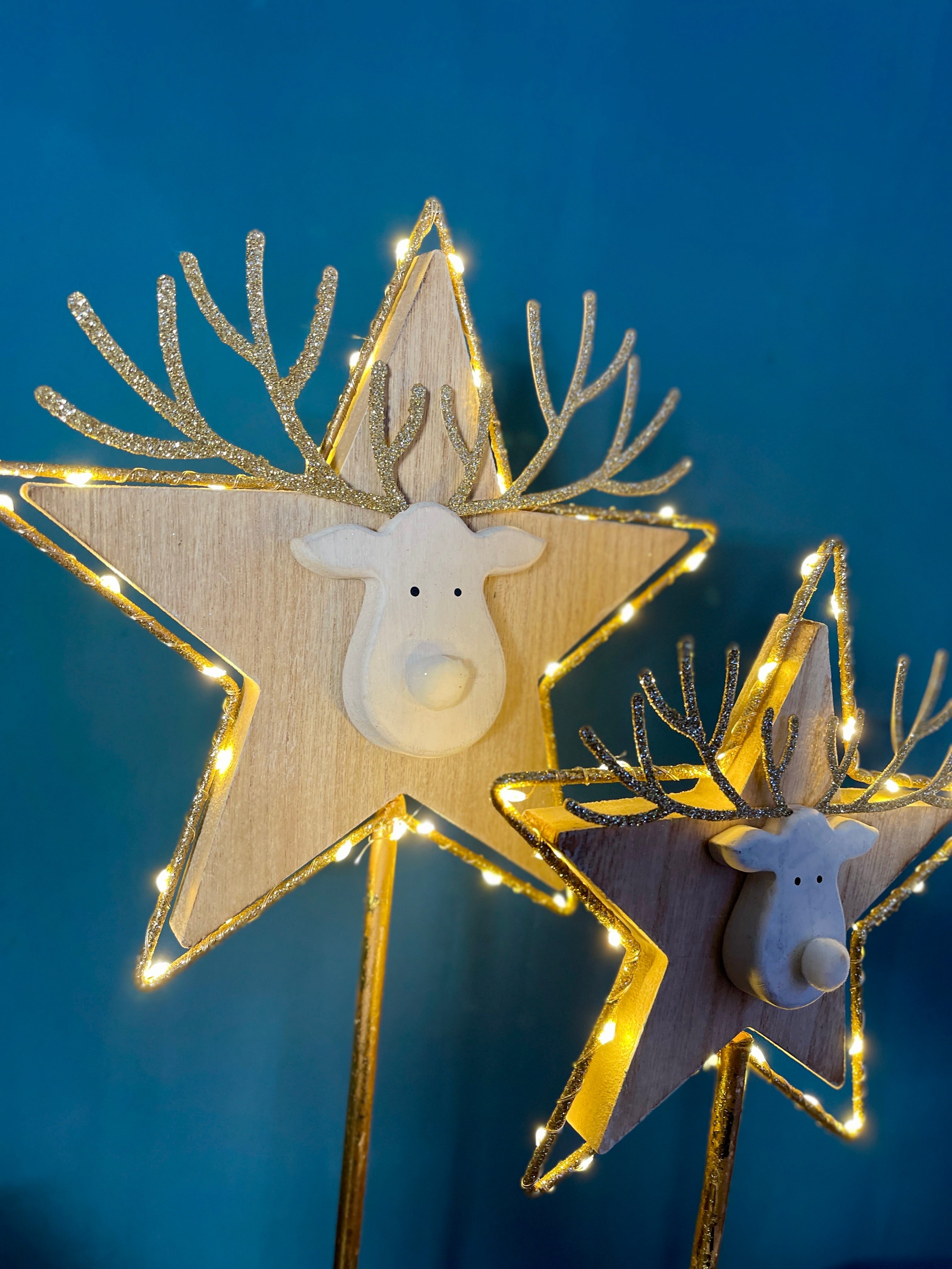 Aufsteller Rentierkopf LED zwei Größen Weihnachtsdekoration Hirsch Elch