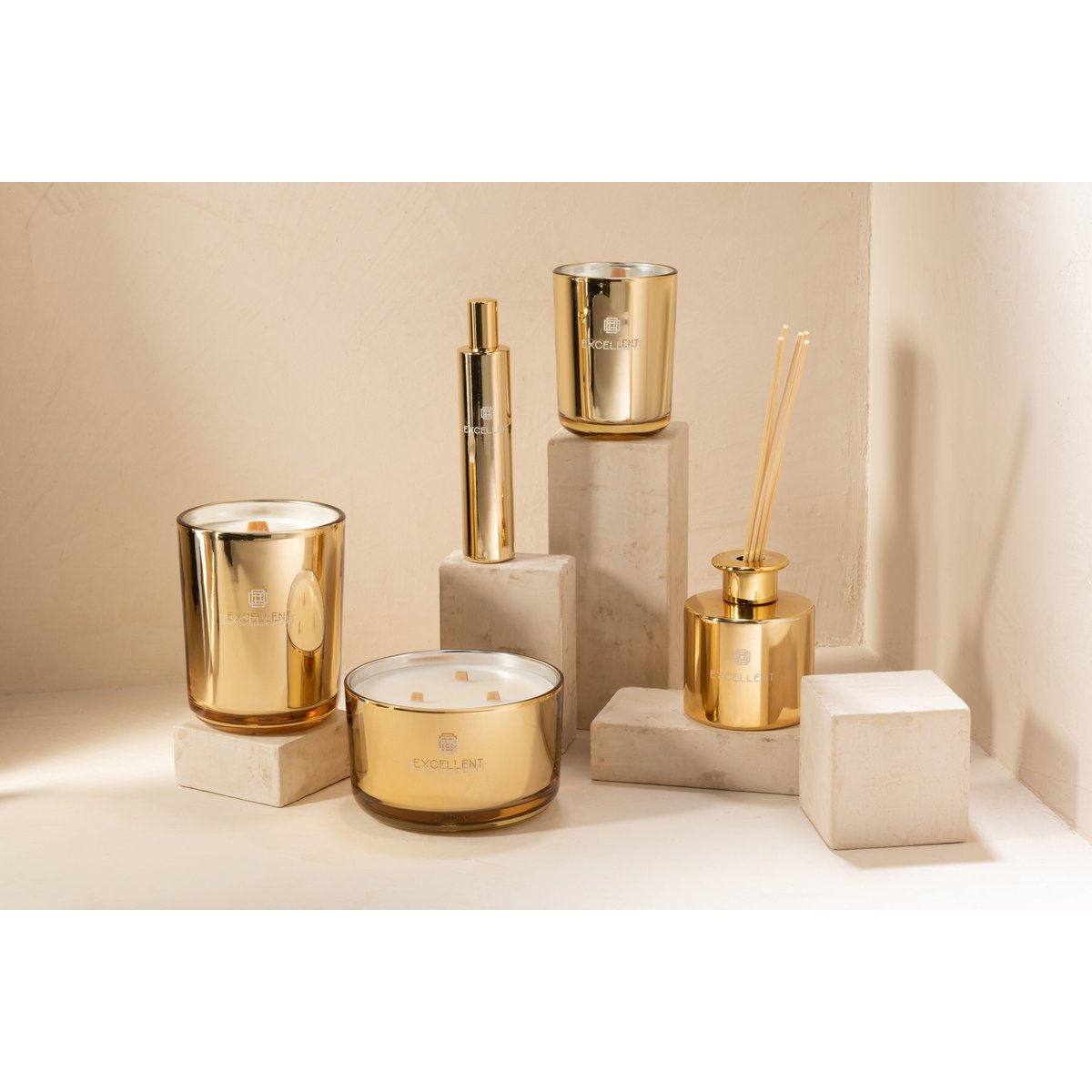 J-Line Duftkerze Excellent - Golden Honey - Glas - Gold - klein - 50U