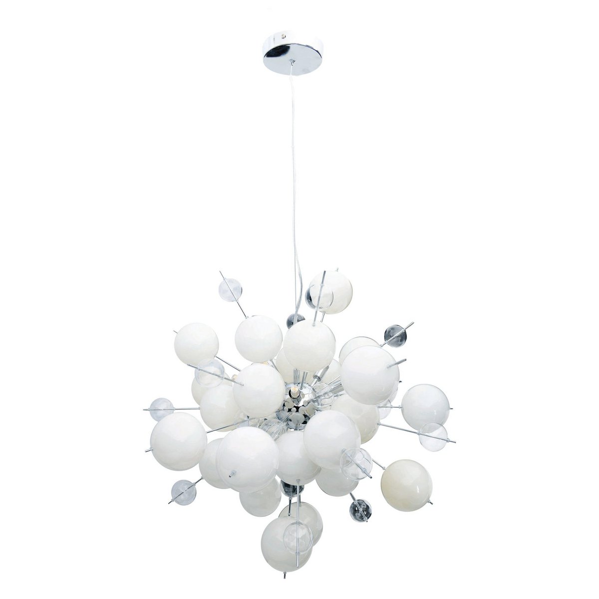 Pendelleuchte "EXPLOSION" weiß aus Metall und Glas, G9 Fassungen, für Esszimmer, Wohnzimmer, Diele oder Büro, Hängelampe Øca 65 cm