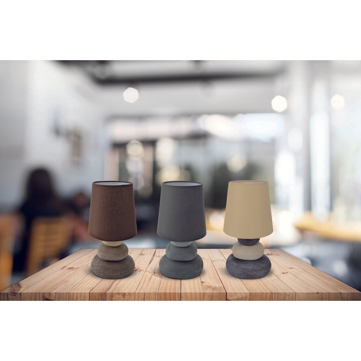 Keramik Tischleuchte "STONEY", Tischlampe aus Keramik, natur, mit E14-Fassung, Tischlampe für Esszimmer, Wohnzimmer, Diele oder Büro, oder als Nachttischlampe, 31 cm hoch