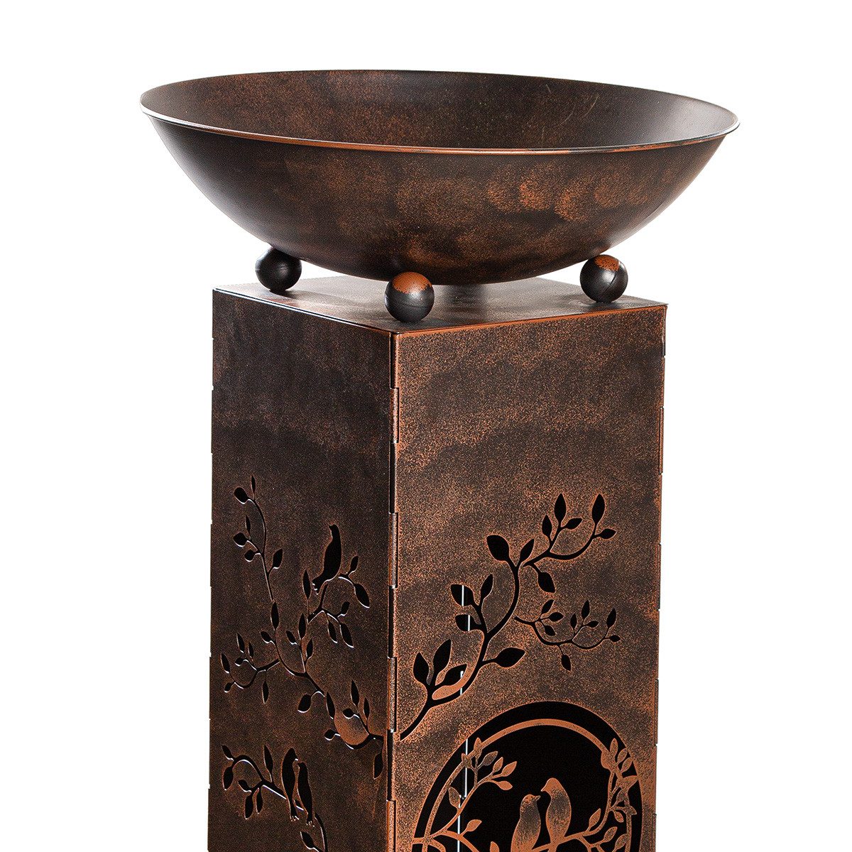 Dekoschale Metall Schalenständer Floravius Quader Braun 104cm B-WARE