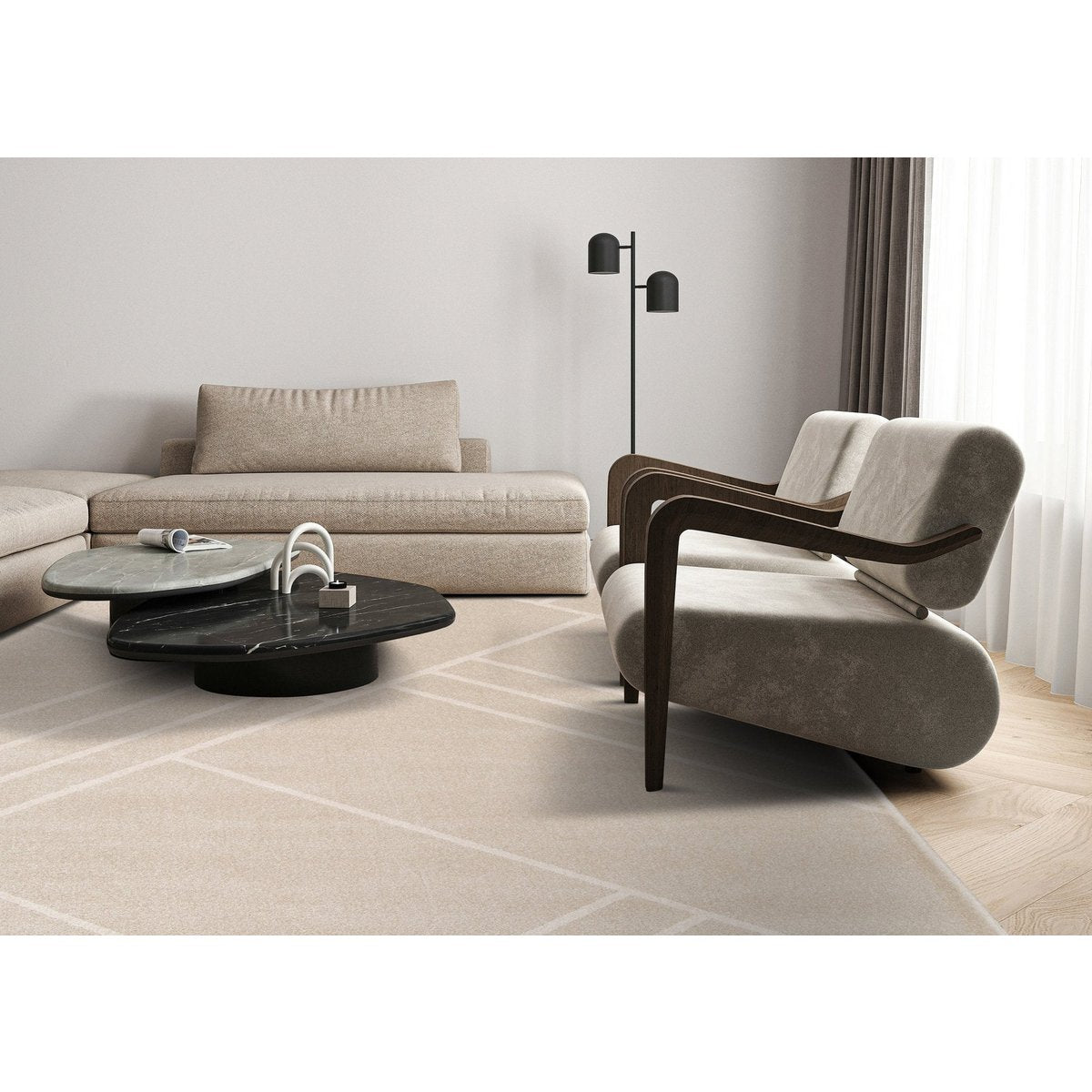 Weicher und widerstandsfähiger geometrischer Teppich Wyatt