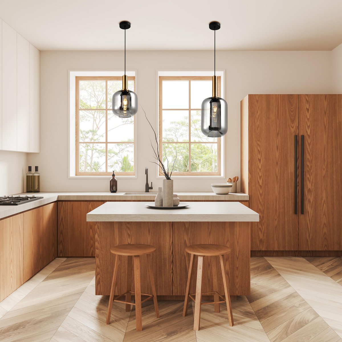 1er Pendelleuchte "FUMO", Pendellampe aus Metall