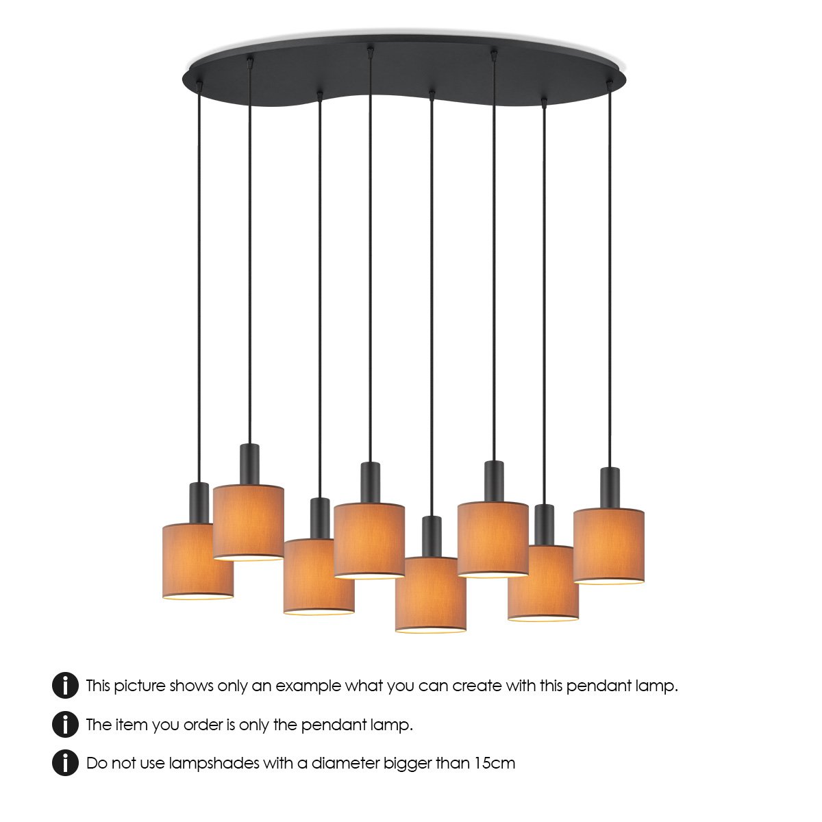 Ovale Metall-Hängelampe 8L - 100/34,4/117,5CM