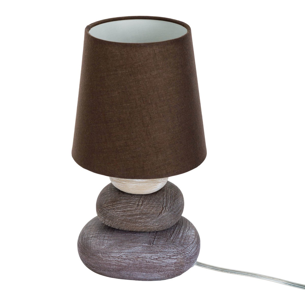 Keramik Tischleuchte "STONEY", Tischlampe aus Keramik in Braun, mit E14-Fassung, Tischlampe für Esszimmer, Wohnzimmer, Diele oder Büro, oder als Nachttischlampe, 31 cm hoch